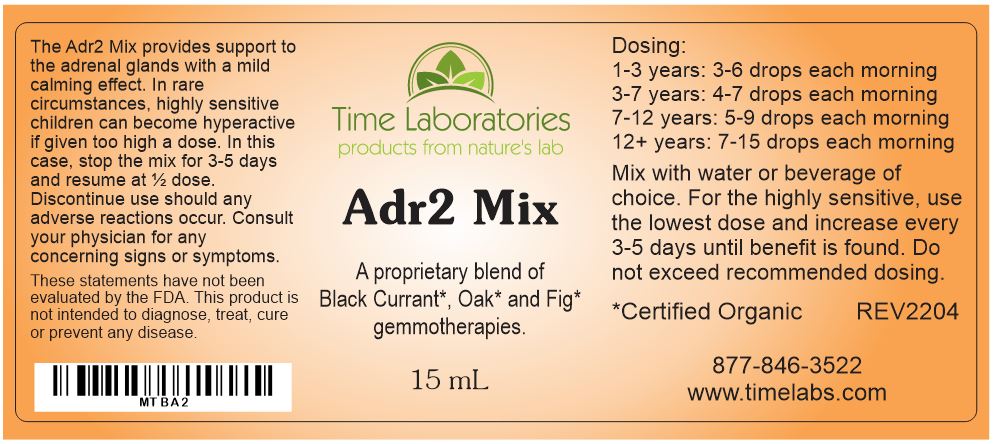 Label of Adr2 Mix from Time Laboratories with product details and contact information.