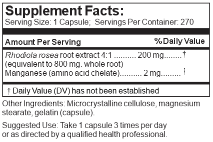 rhodiola rosea label
