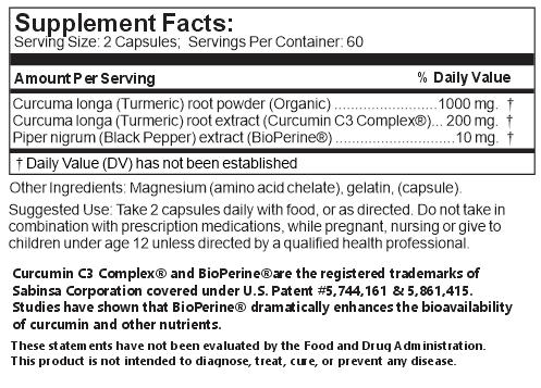 turmeric supplement label