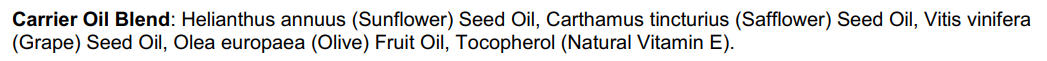 carrier oil blend label