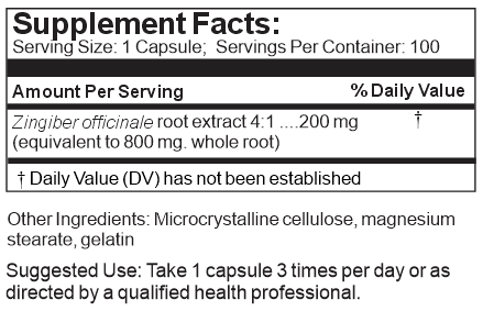 ginger extract label