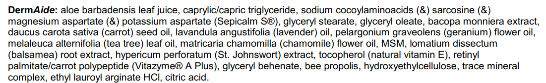 irritation cream label