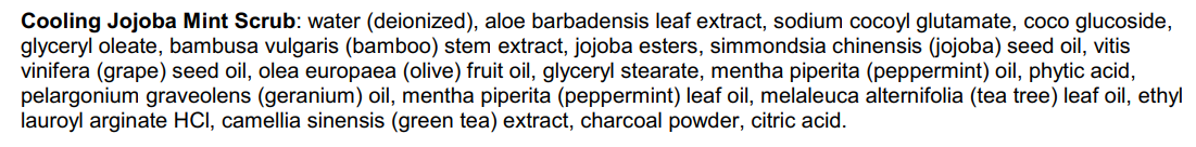 jojoba scrub label