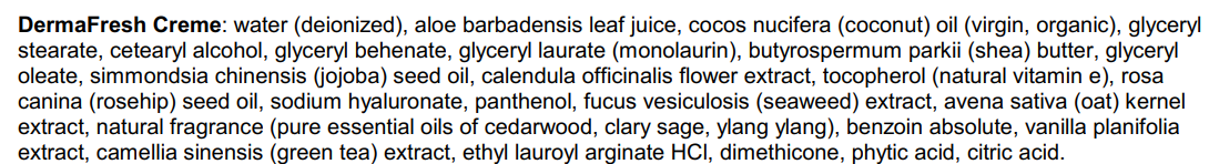 natural deodorant label