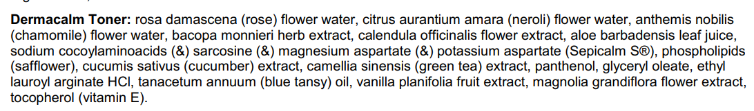 natural skin toner label