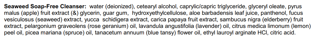 soap free cleanser label