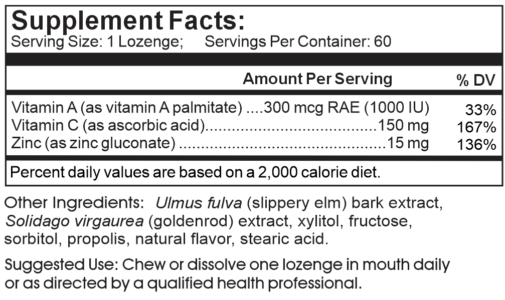 Zinc Chewable Lozenges 60