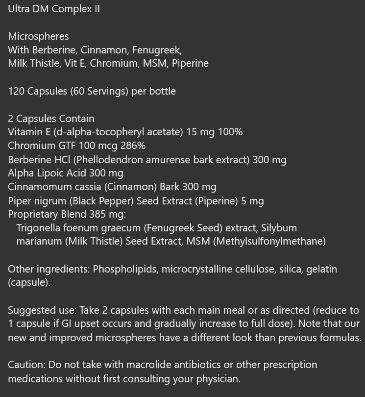 Ultra DM Complex II Capsules - Natural Supplement