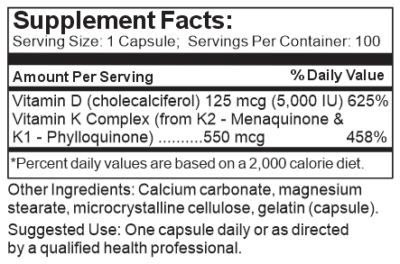 vitamin d k label