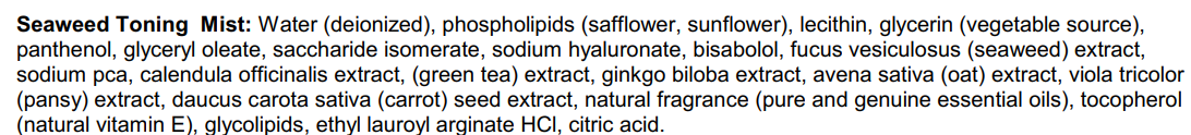 seaweed toner label